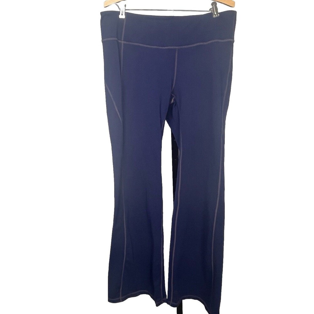 Athleta Revelation Flare Leggings 1X Plus Blue Mid Rise Wicking UPF 50+ Stretch